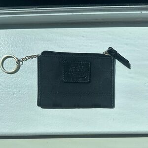 Coach Black Card Holder with Key Ring